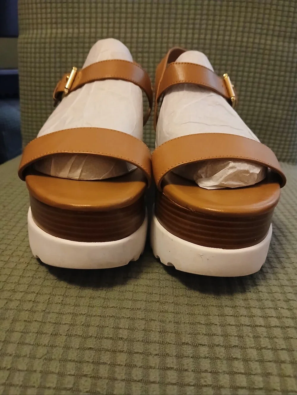 Michael Kors Women’s Camel Platform White Based Sandals Sz 9.5 (082826B)